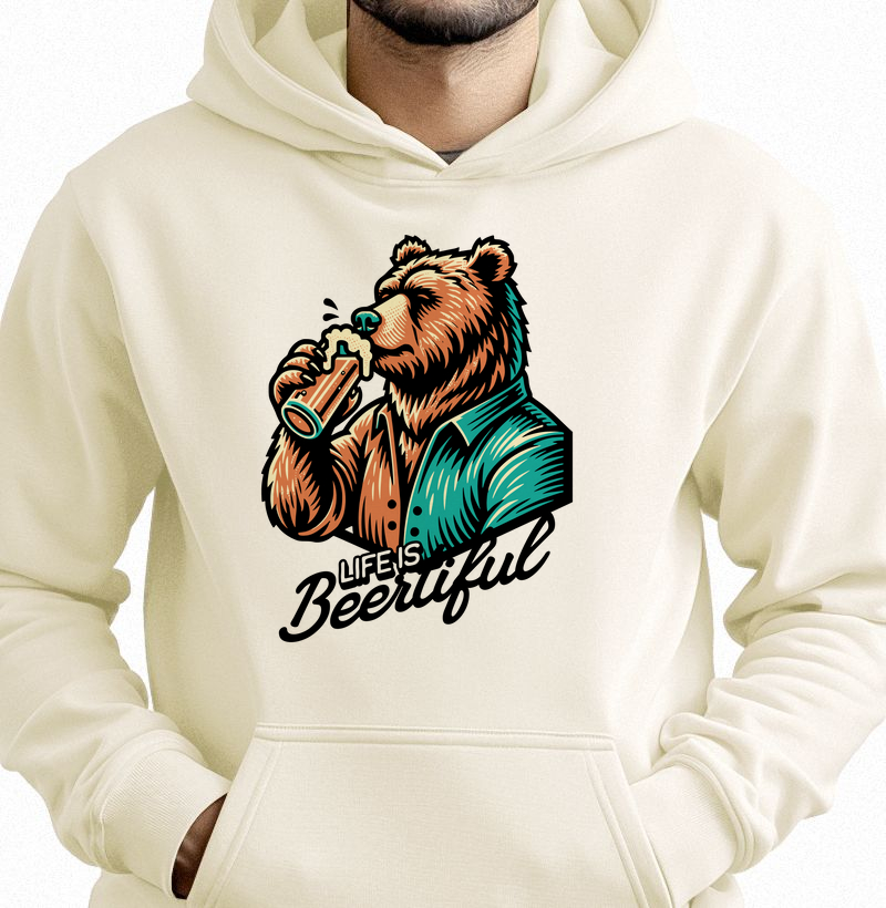 Life is Beertiful: Moletom com Bolso -  Estilo e Personalidade