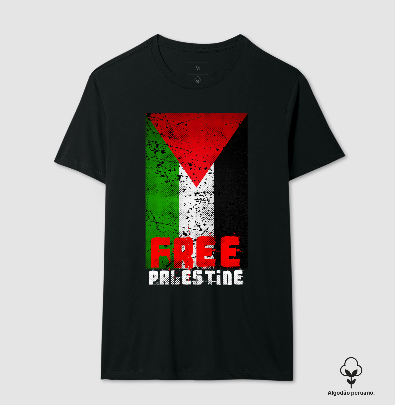 Camiseta Palestina Livre algodão peruano