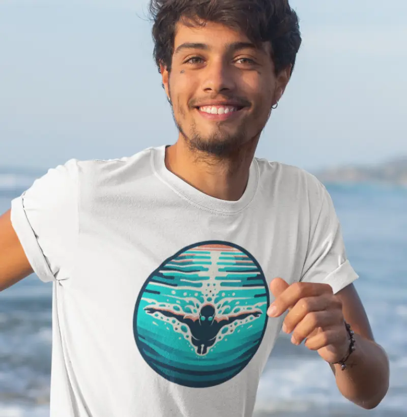 Abaixo da superfície V3 | Serenidade Subaquática | Camiseta de natação minimalista