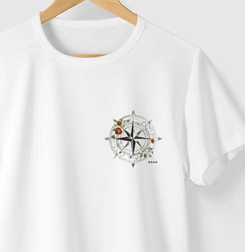 Camiseta ROSA DOS VENTOS - BRANCA - (100% Algodão)