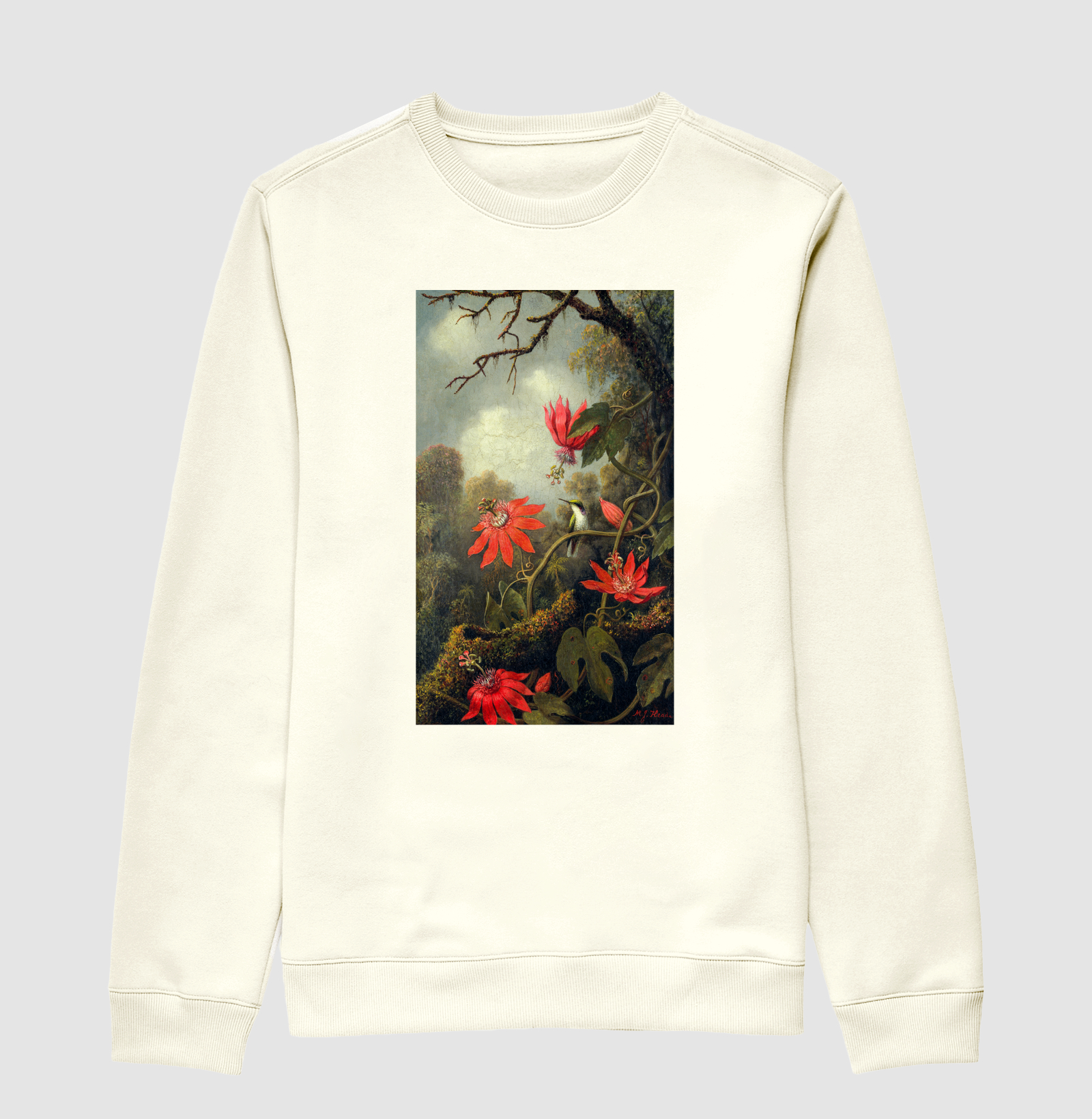 Hummingbird and Passionflowers