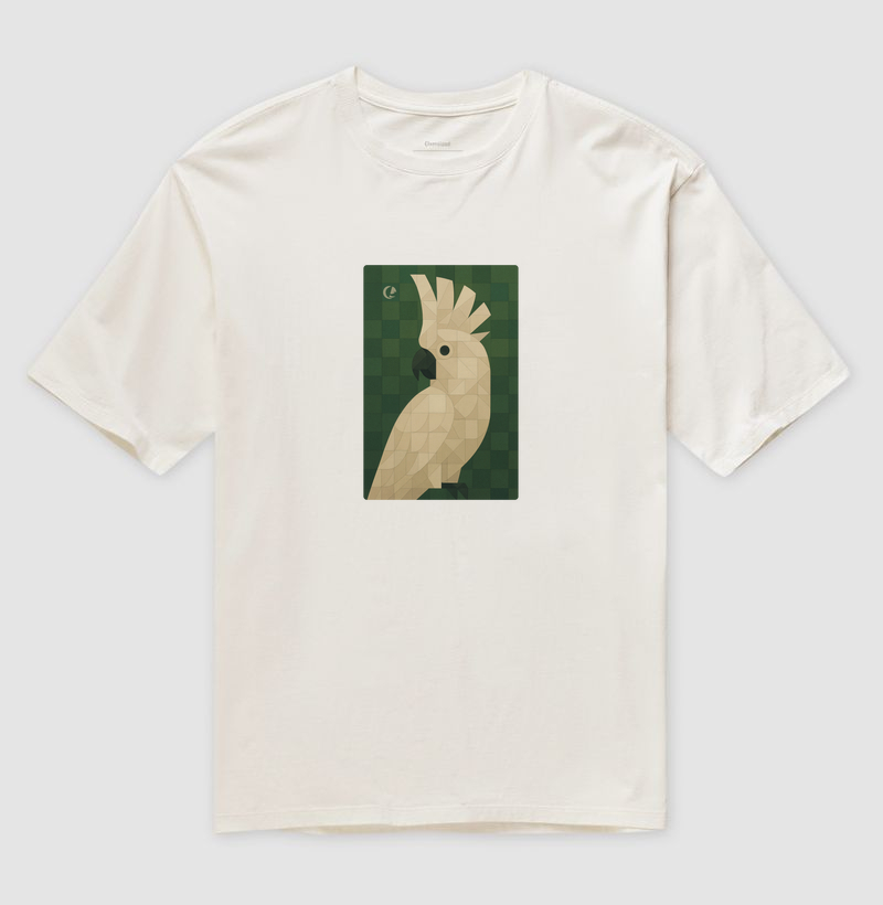 Camiseta Oversized - Cacatua Geométrico
