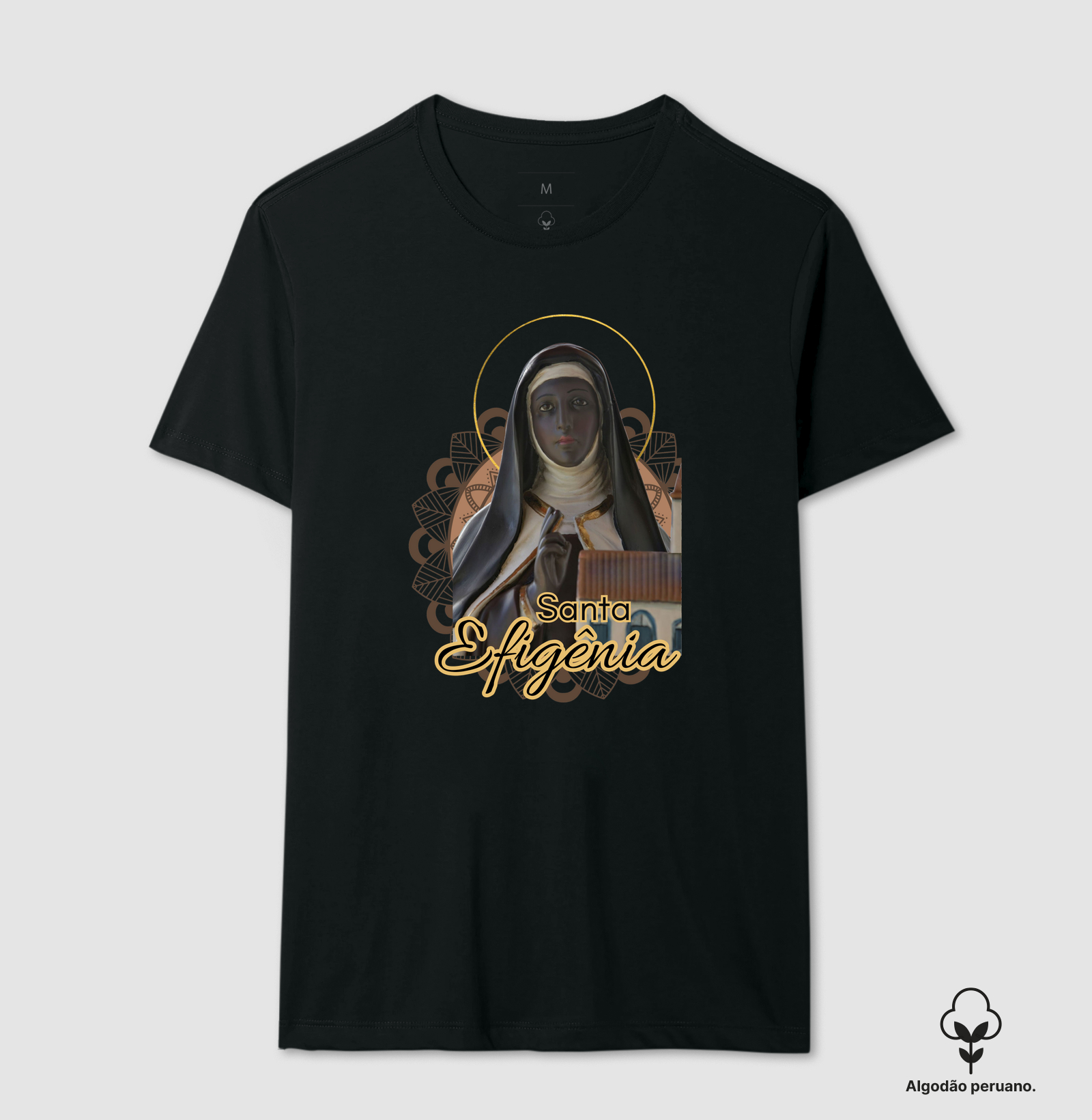 Camiseta Santa Efigênia fundo estampado