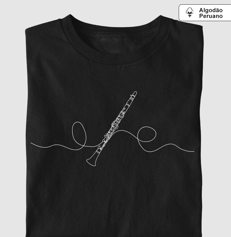 Camiseta Premium Minimalista Clarineta Linha Contínua