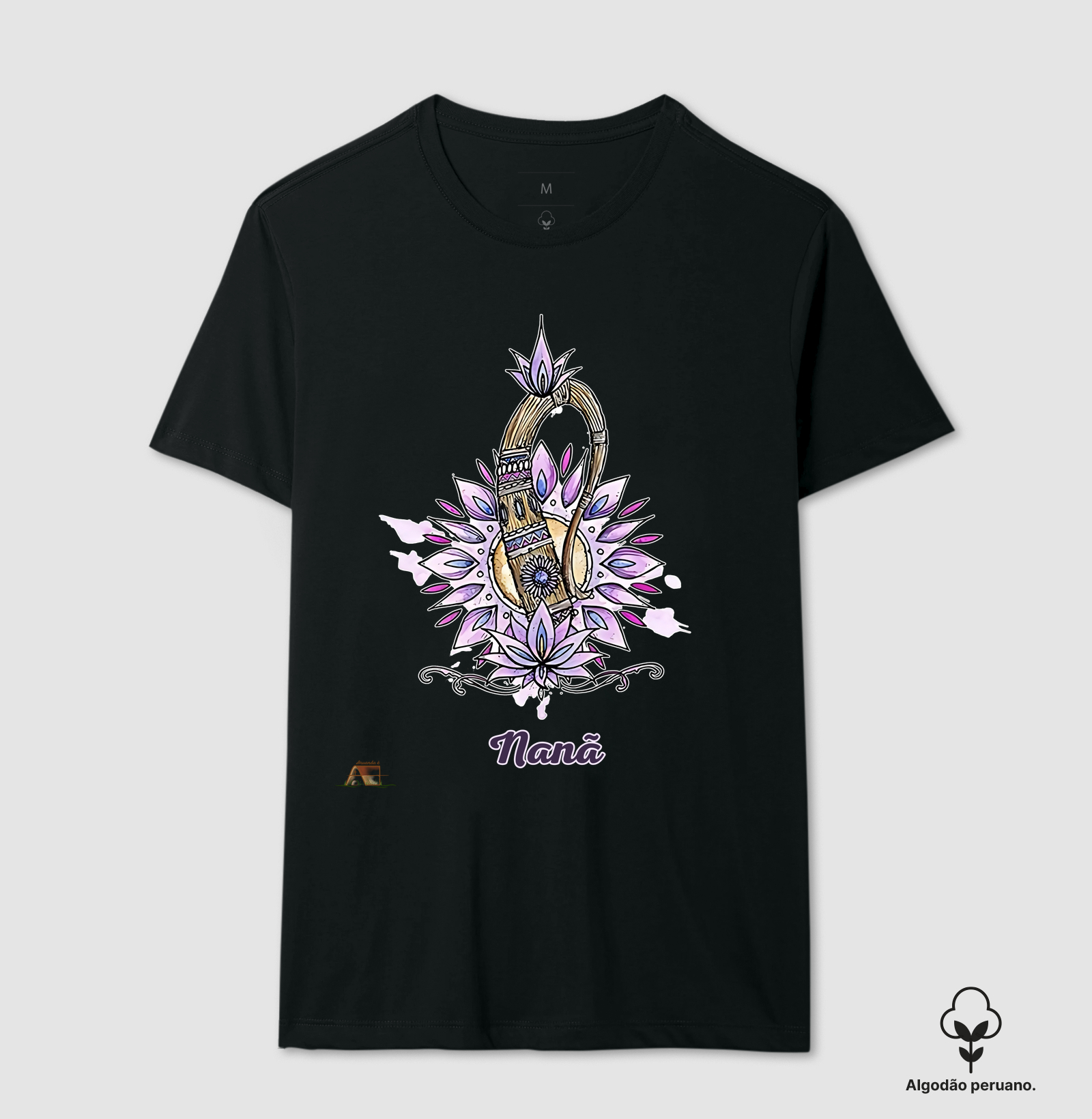 Camiseta Aruanda ê Instrumento de Nanã Sabedoria Ancestral em Estampa Exclusiva