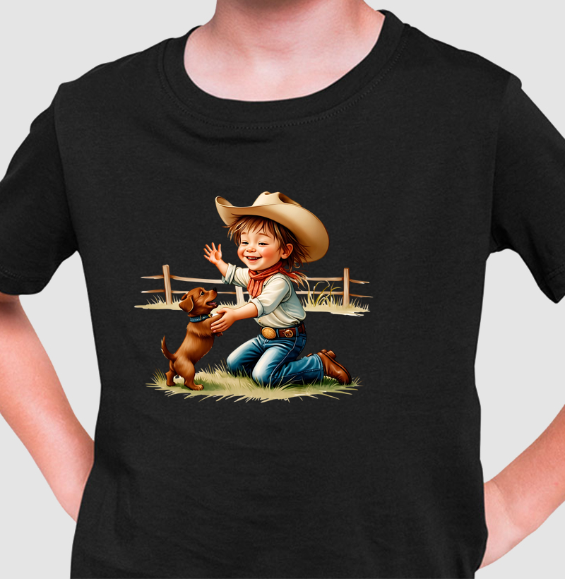 Pequeno Cowboy e seu cachorro - infantil