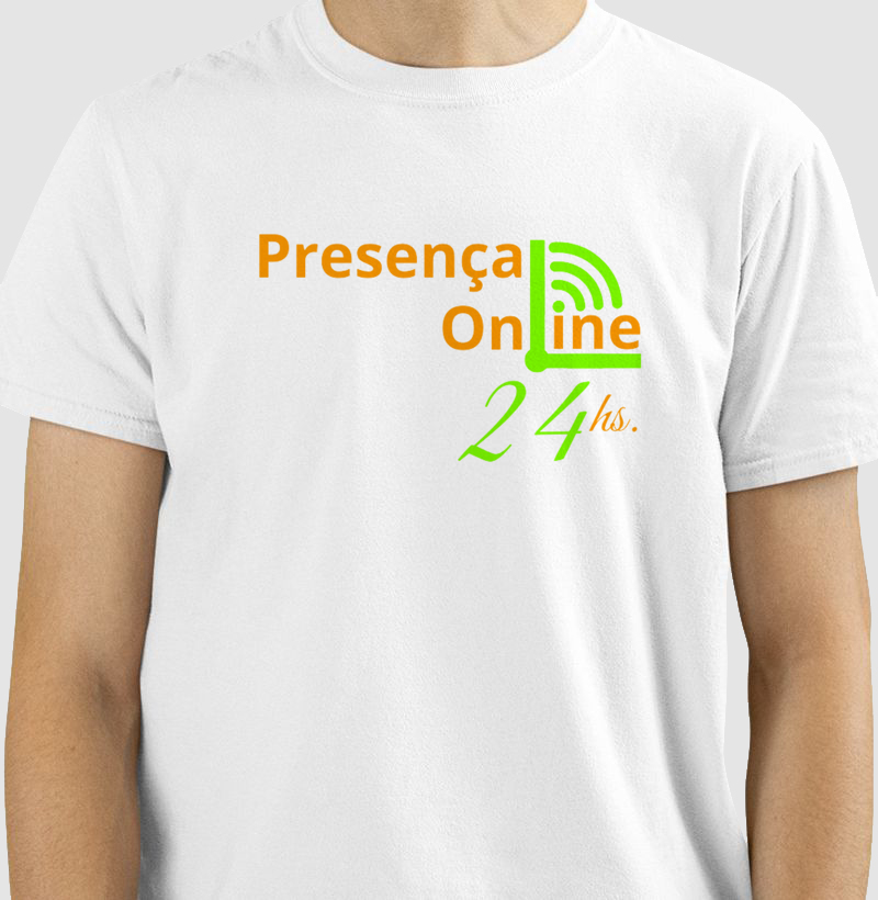 Camiseta Oficial Presença Online 24hs. Estilo Exclusivo para Quem Sabe a Importância de Estar Sempre Conectado.