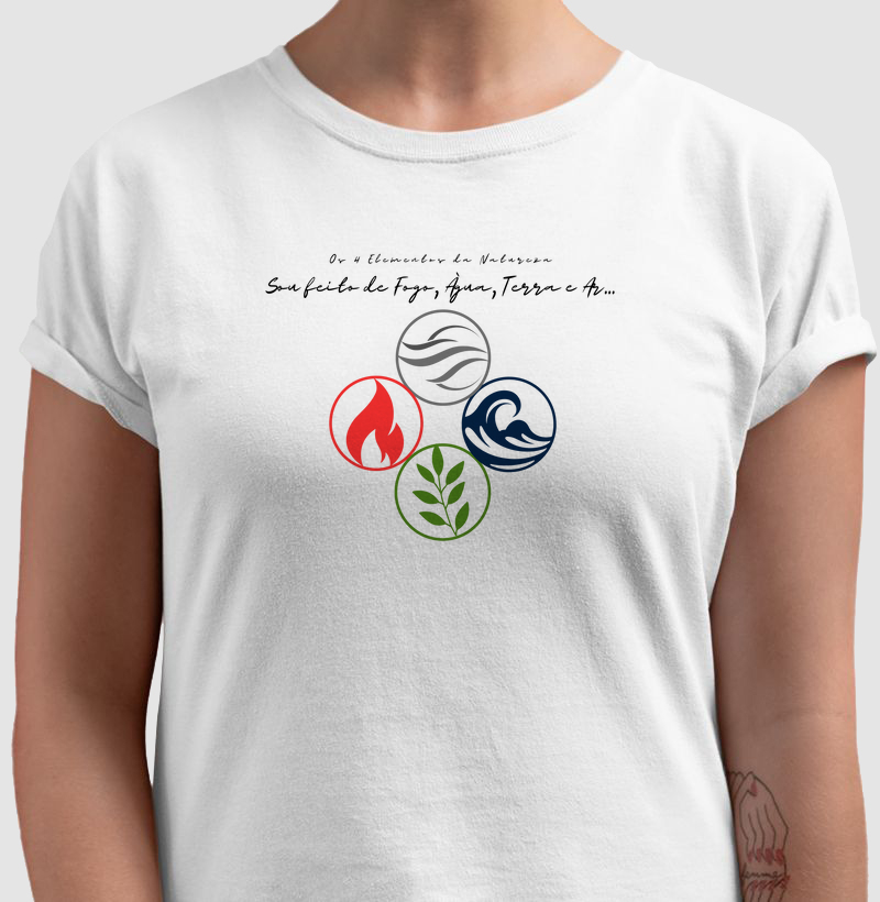 Camiseta 4 Elementos da Natureza Est. F.A.T.A. Branca Feminina