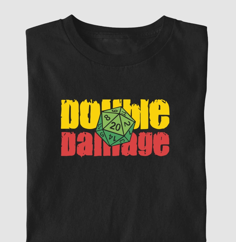 Camiseta Double Damage - Dado RPG
