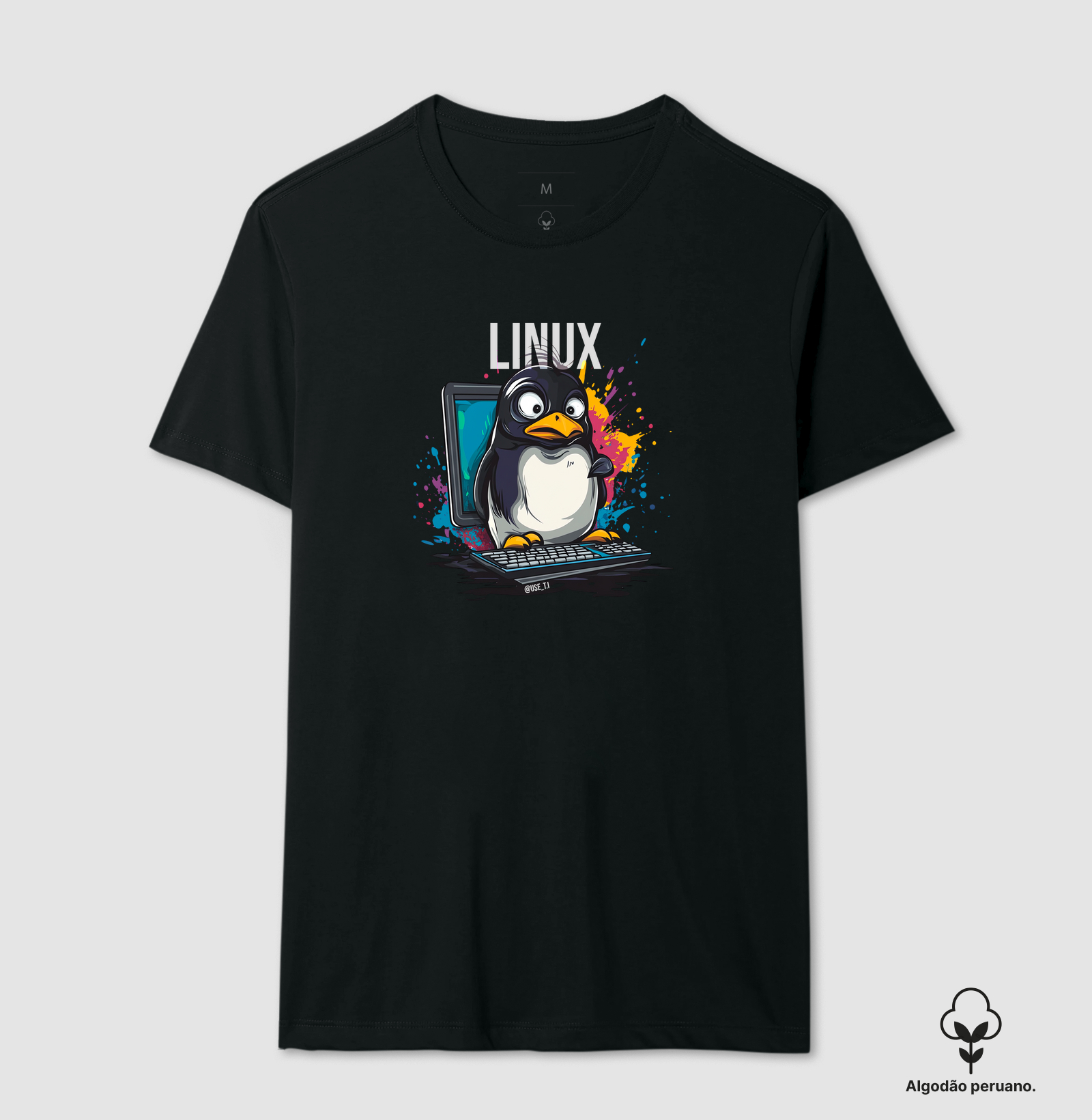 Camiseta Algodão Peruano "Linux Reimagined" Logo - T.I