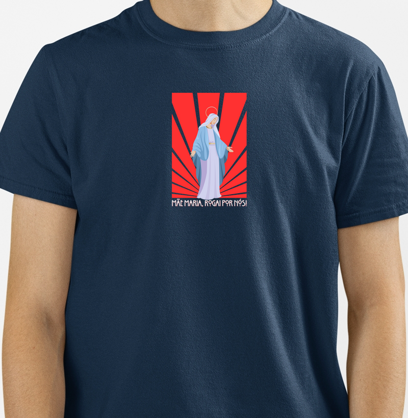 Camiseta Rogai por Nós Azul Marinho Masculina