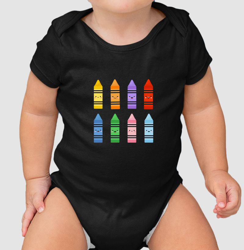 Body Infantil Giz de Cera Colorido