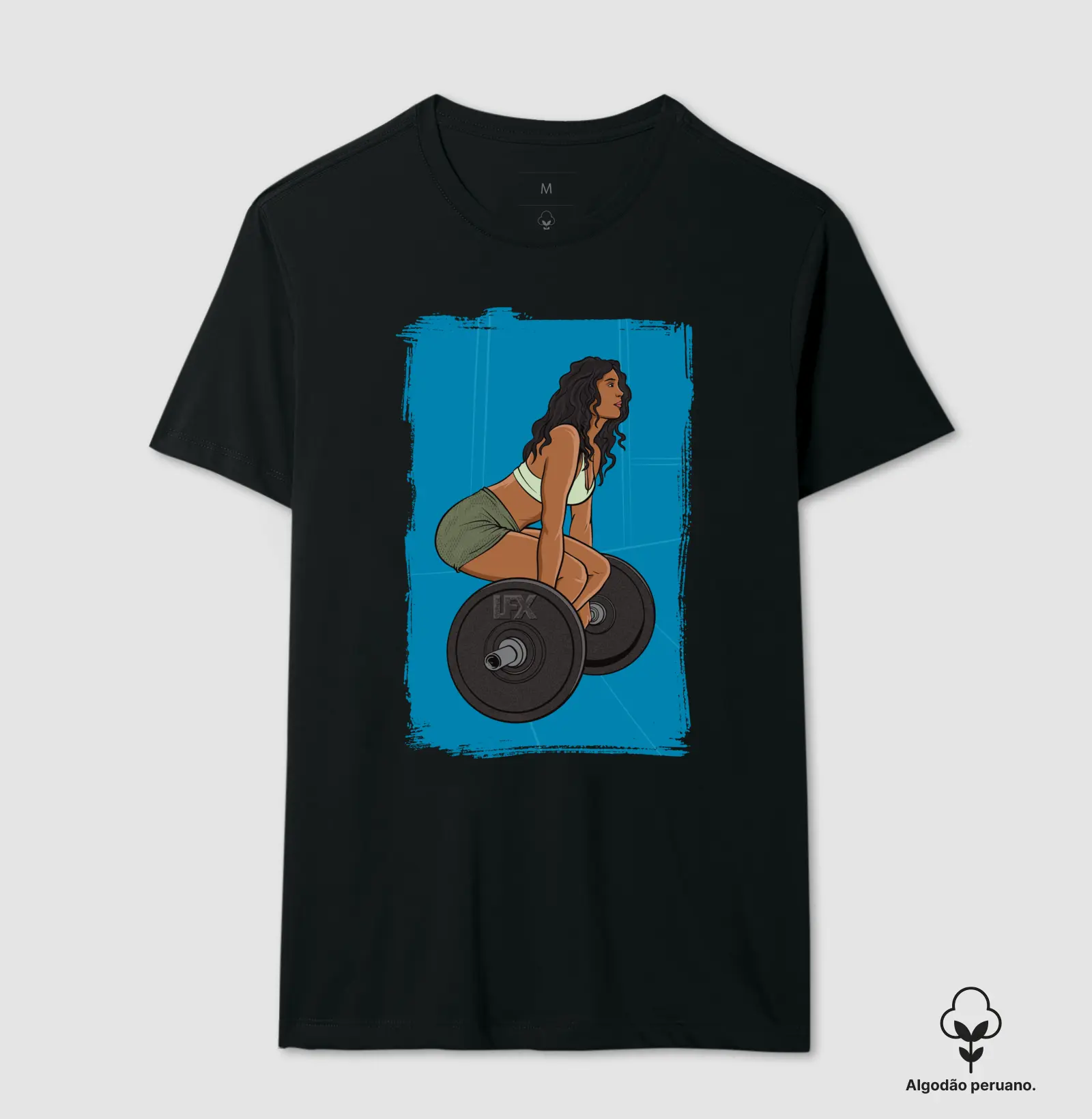 Mulher Cacheada fazendo DeadLift V01