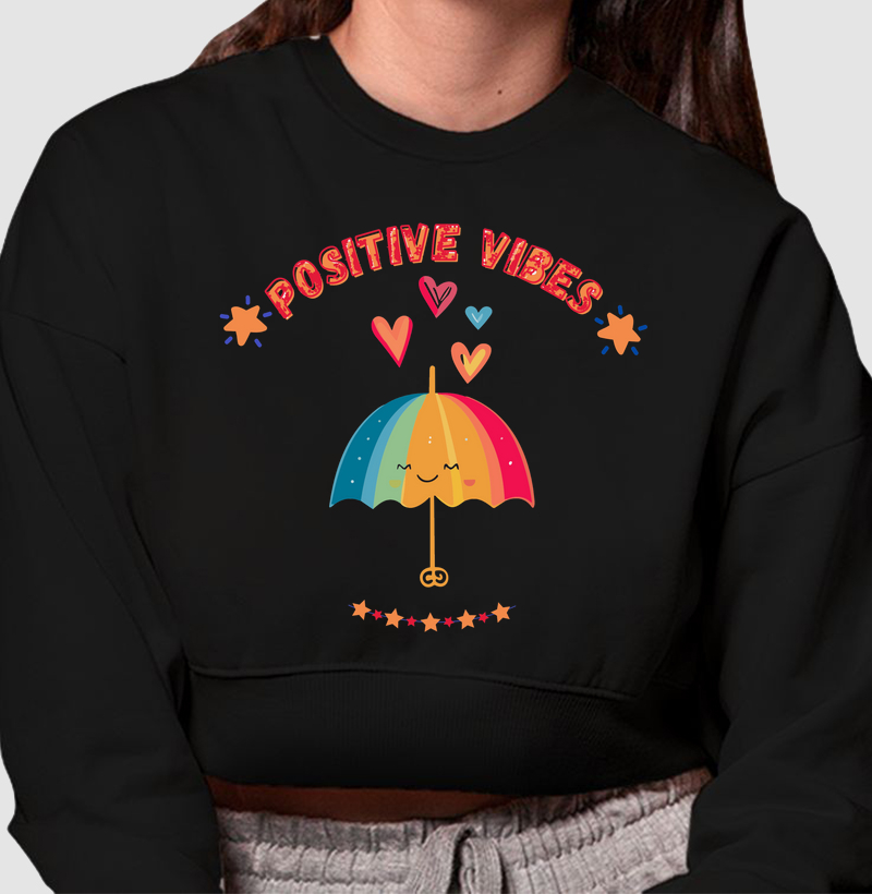 HONESTEE POSITIVE VIBES Cropped Moletom