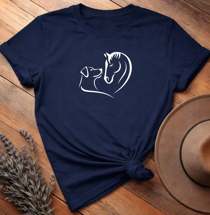 Camiseta Cão e Cavalo 100% Algodão Premium