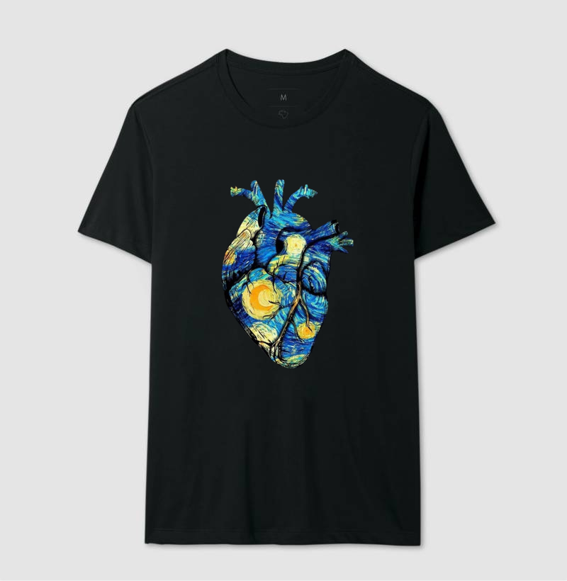 Camiseta Van Gogh - Coração Estrelado