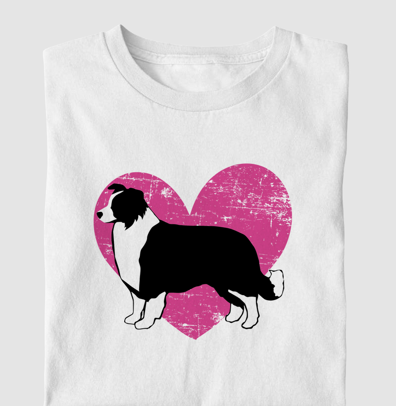 Border Collie Coração Rosa