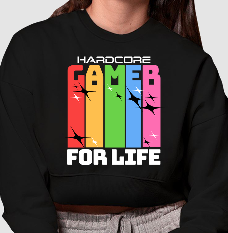 Moletom Cropped Hardcore Gamer For Life