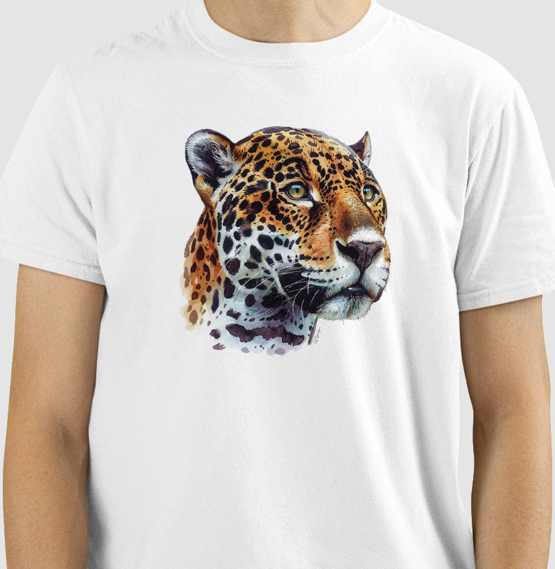 Camiseta Onça rosto colorida