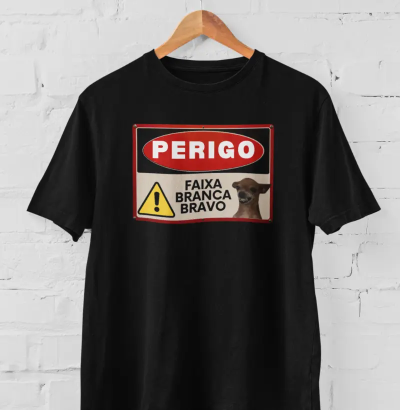 T-shirt Perigo faixa branca bravo