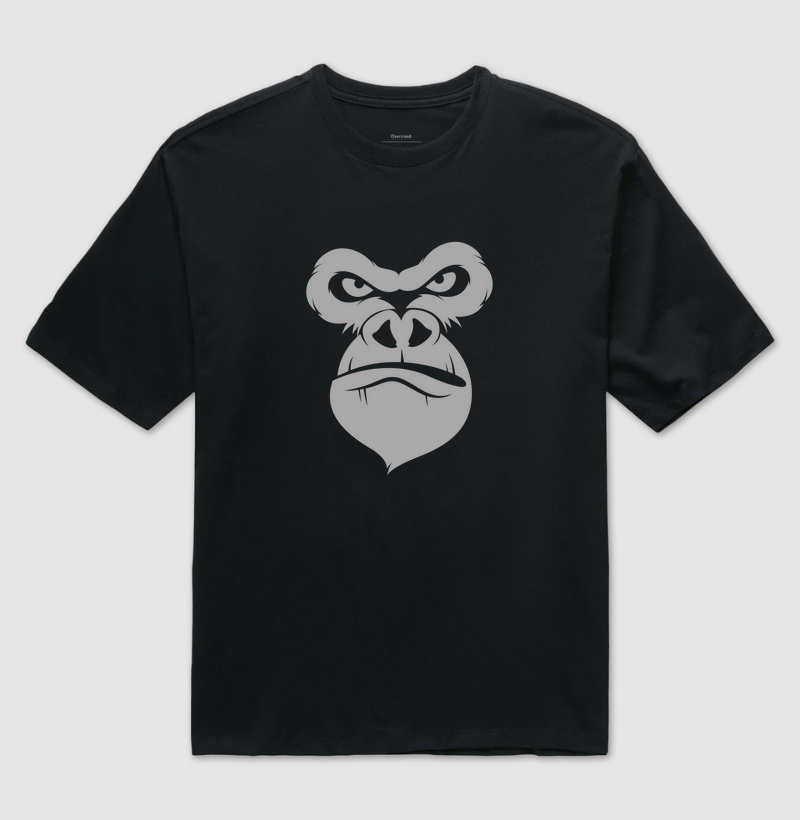 Camiseta Oversized Animalis Gorila Resmunga 100% Algodão