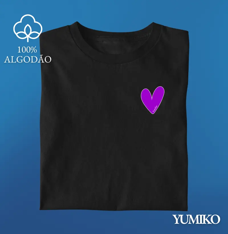 Tshirt em Algodão com Estampa Heartbeat - Roxo