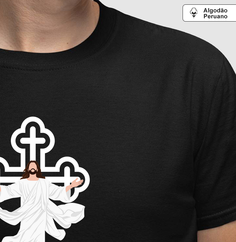 Estampa Jesus Cruz Preta Masc.