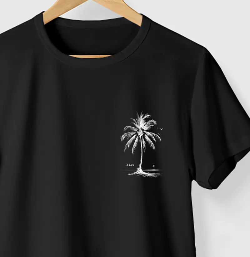 Camiseta COQUEIRO BRANCO - PRETA - (100% Algodão)