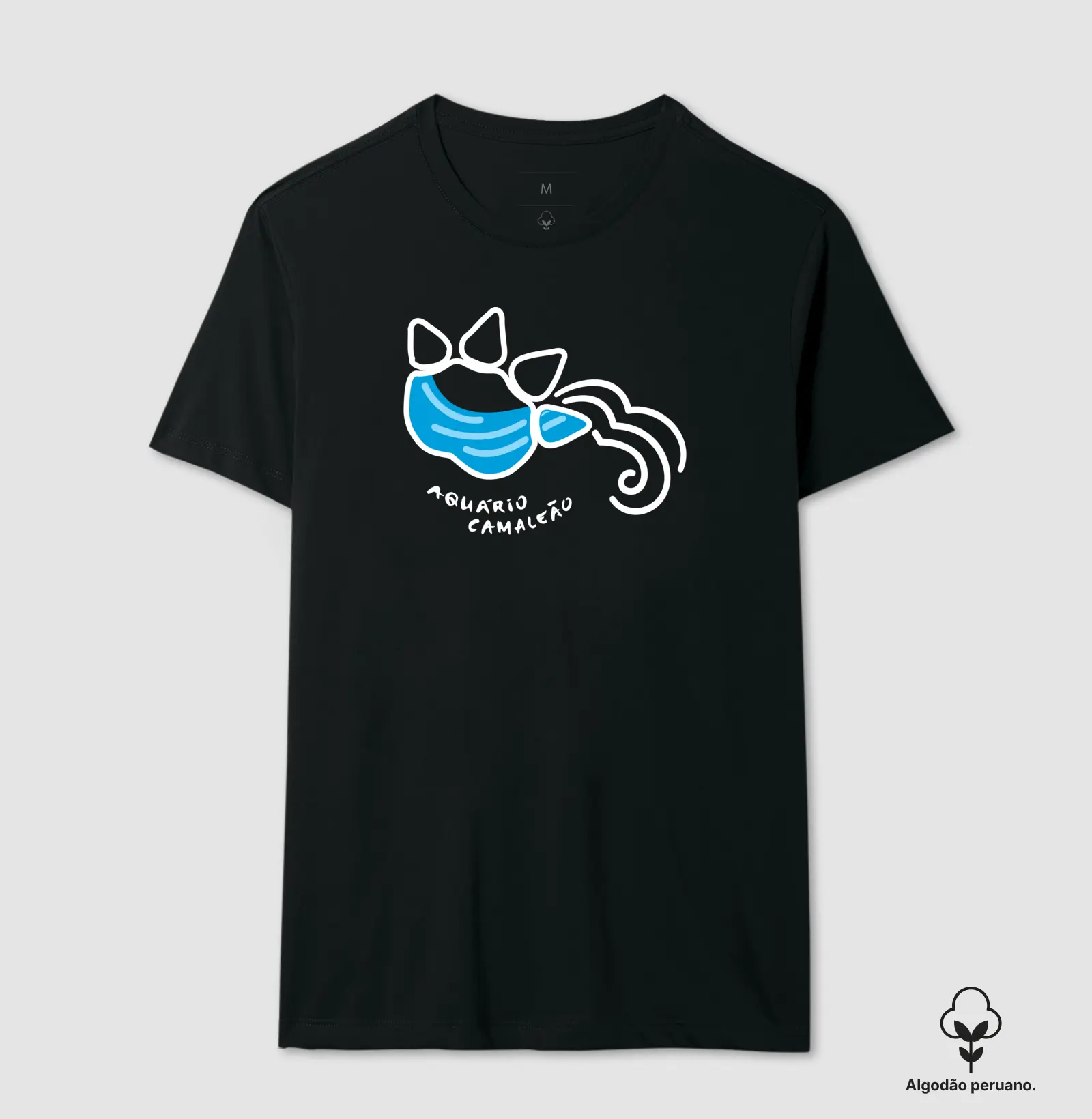 Camiseta Premium Masculina Camaleão Signos - Aquário - Algodão Pima