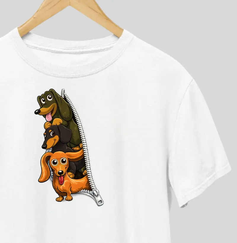 dachshunds saindo do zíper