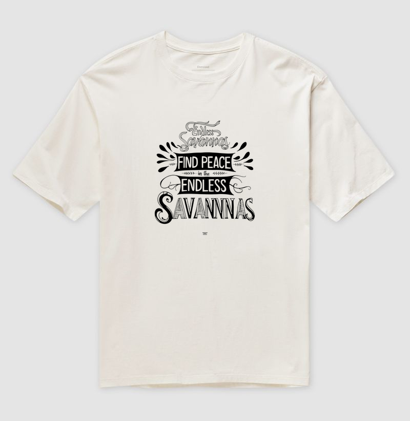 Camiseta Animalis Oversized Paz na Savana 100% Algodão