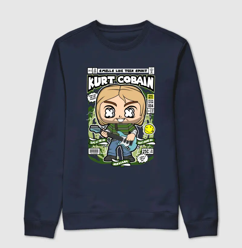 Kurt Cobain (Grunge Music Comics) - Suéter Moletom