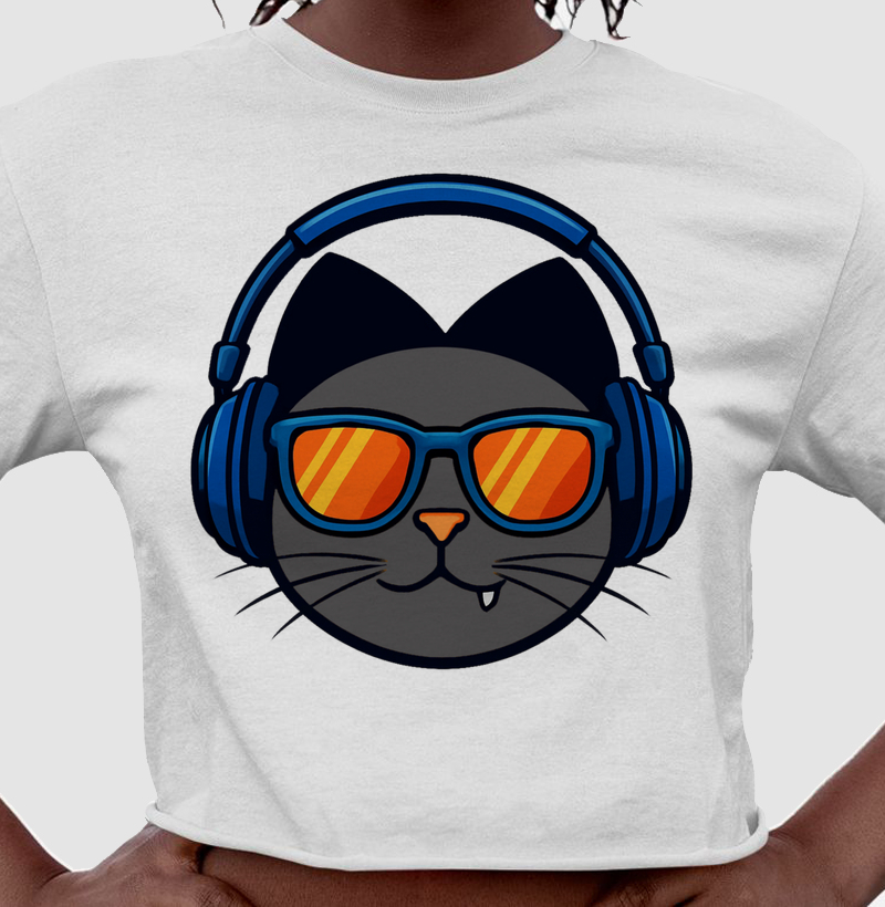 Camisa Gato Zin Feminina Fone Azul