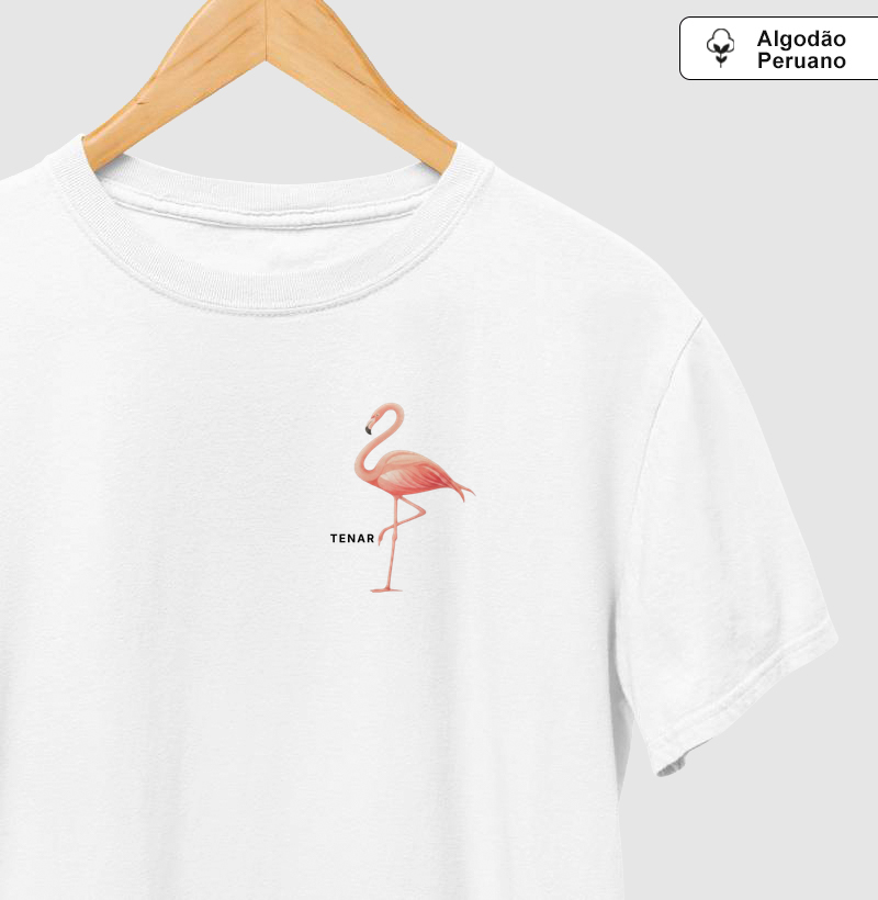 Camiseta Flamingo - Branca (Algodão Peruano)