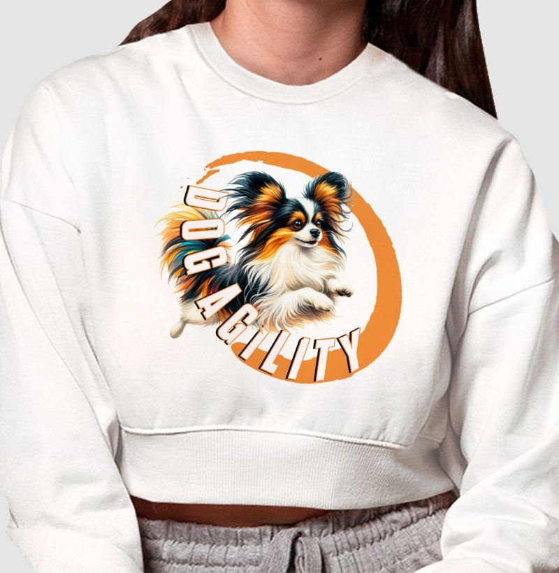 Moletom Cropped Papillon Dog Agility