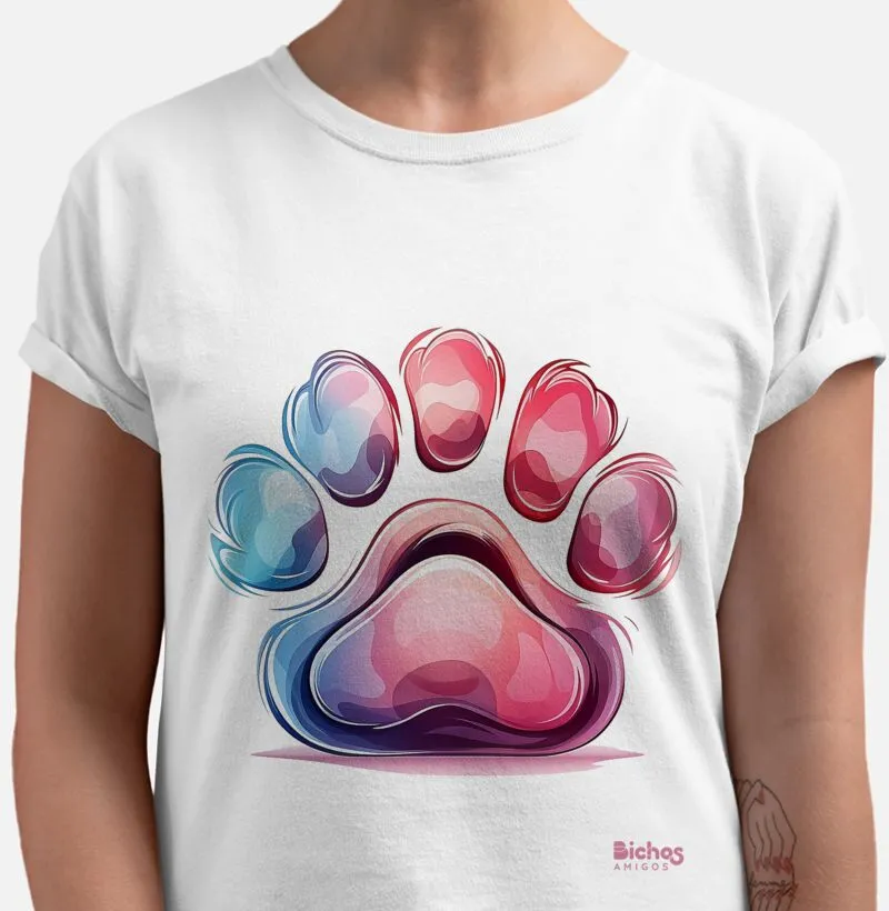 Camiseta Pata de Cachorro Colorida - Bichos Amigos