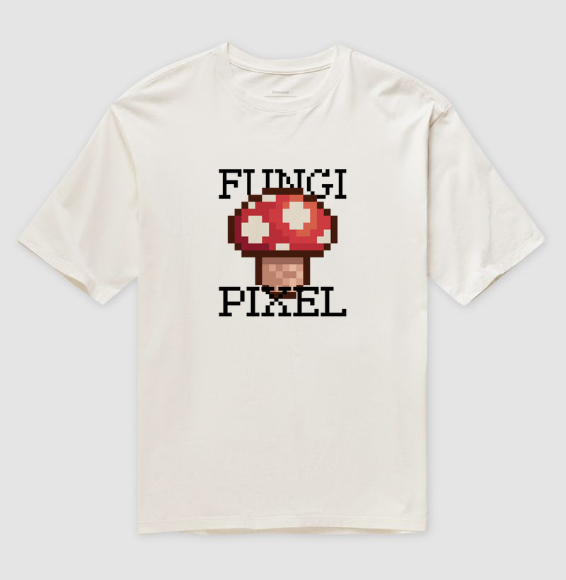Fungi Pixel: Camiseta Oversized - O Estilo Retrô que Conecta Natureza e Games