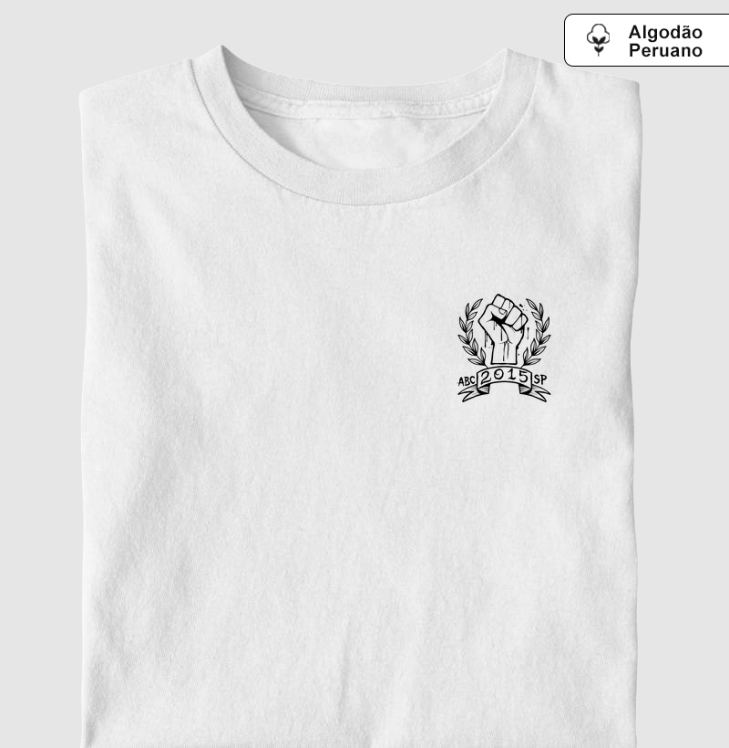 Camiseta Algodão Peruano Punho Peito Preto
