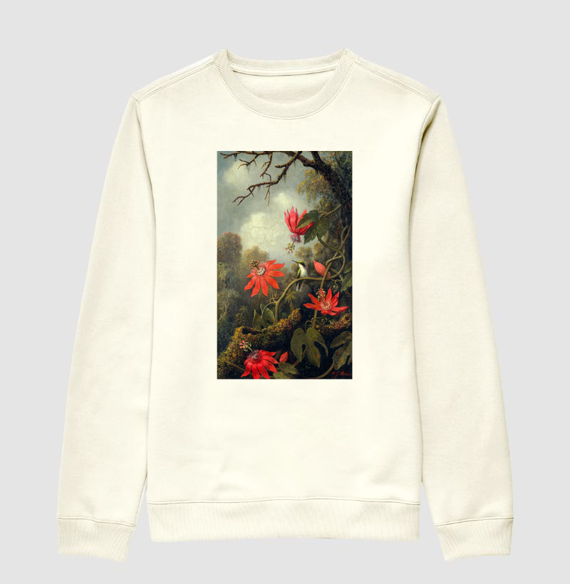 Hummingbird and Passionflowers
