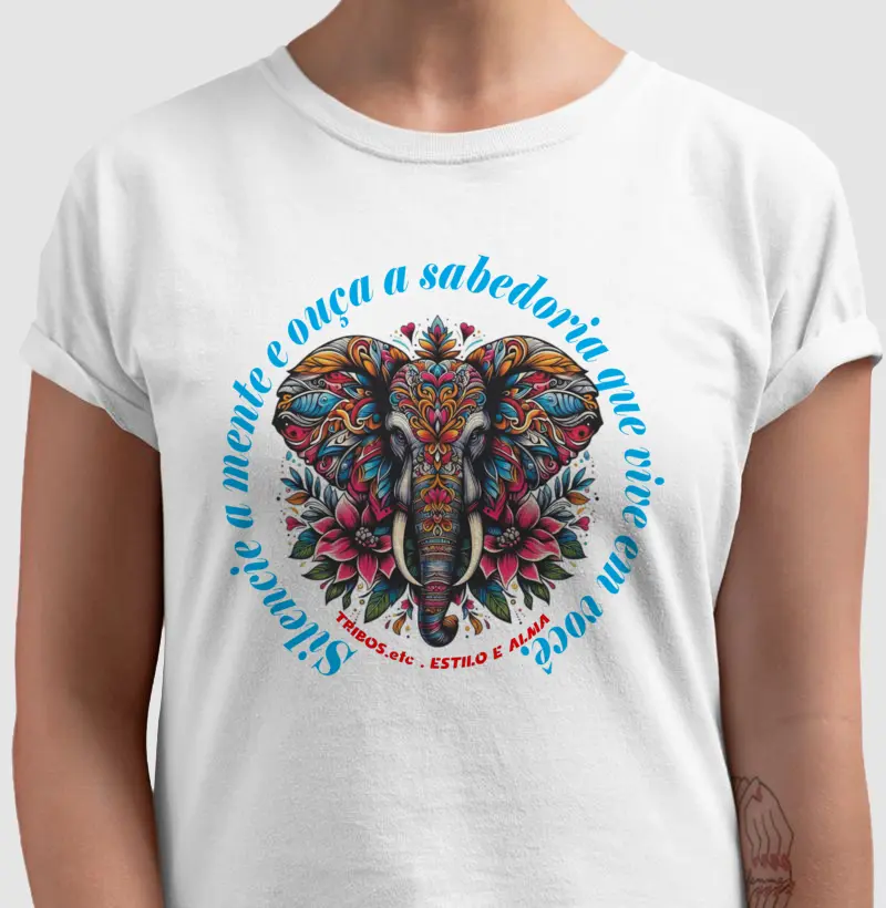 CAMISETA RESERVA.INK MASCULINA E FEMININA TRIBOS.etc IOGA SILENCIE A MENTE E OUÇA A SABEDORIA