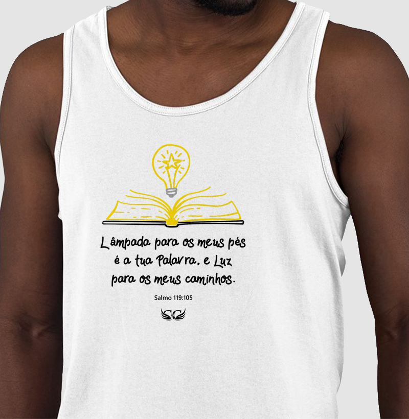 Camiseta Cristã Lâmpada para os meus pés é a tua Palavra Sl 119.105