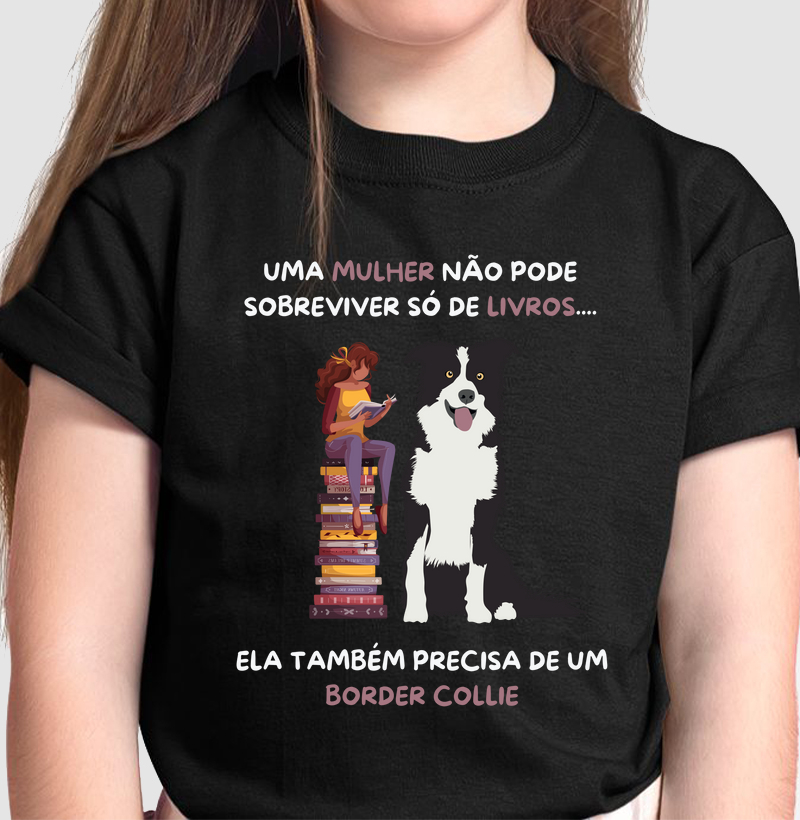 Mulher, livros e border collie