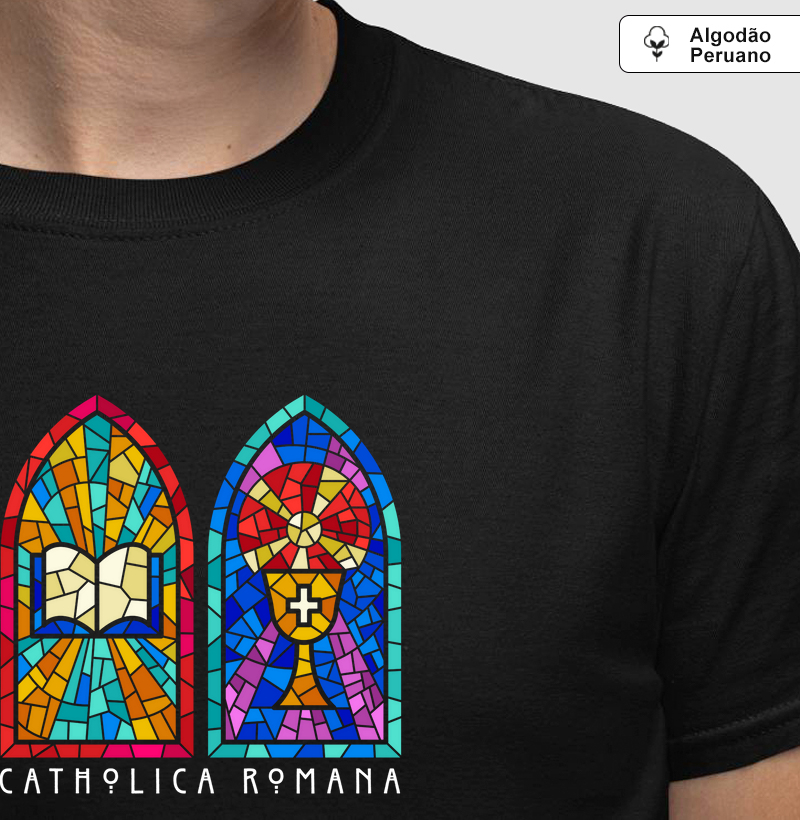 Estampa Vitrôs Católicos Preta Masc.