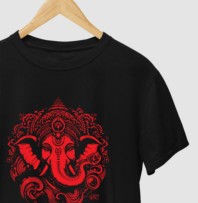 Yoga: Ganesha (estampa vermelha sobre fundo escuro)