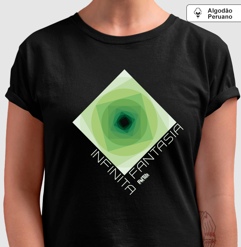 T-SHIRT "INFINITA FANTASIA" / VERDE ESTAMPA GRANDE (ALGODÃO PERUANO)