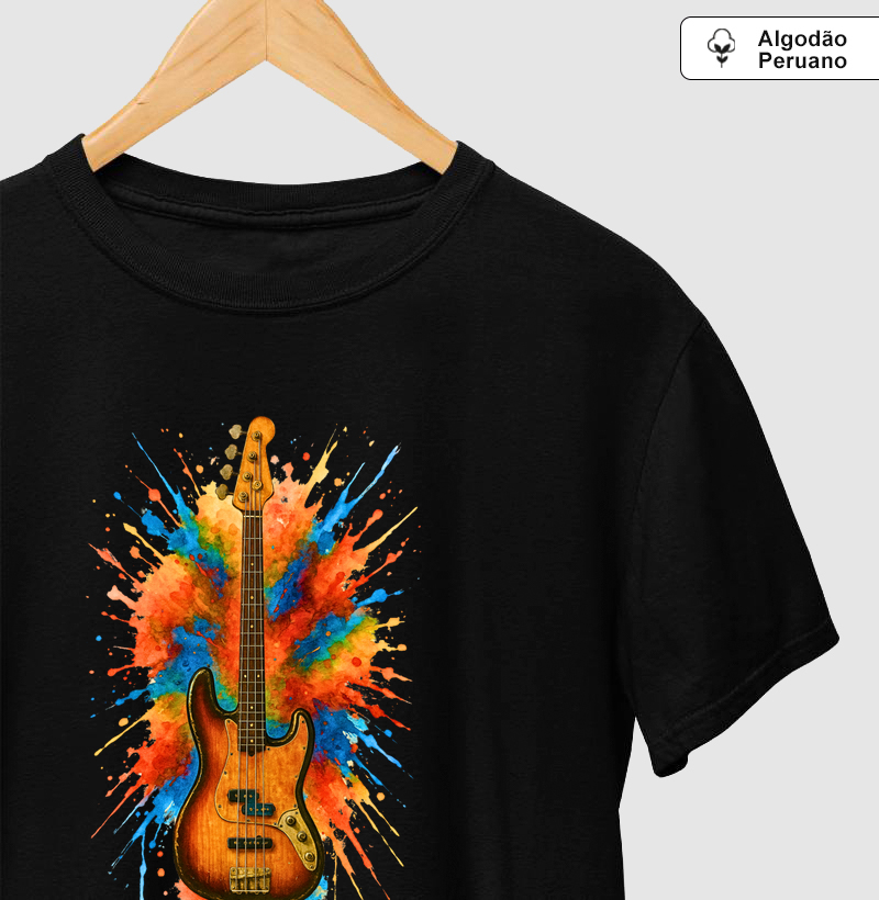 Camiseta Algodão Peruano para Baixista – Design Realista 