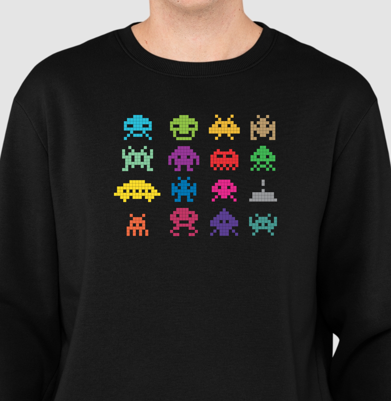 Color Pixel Aliens – Think Tee