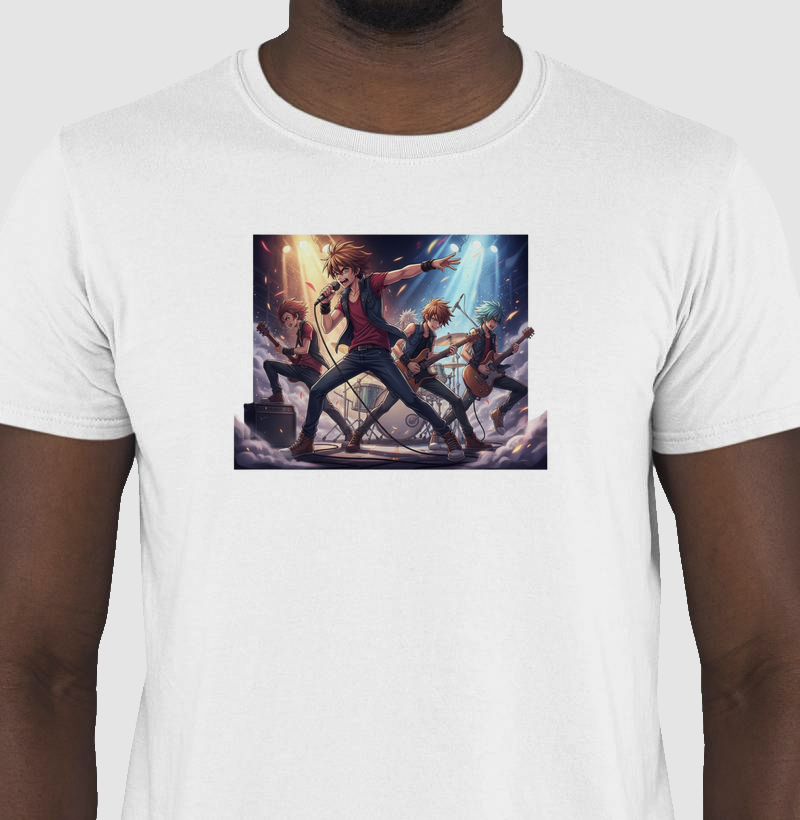 Camiseta Banda de Rock no Palco | Arte Estilo Vintage Anos 80 e 90