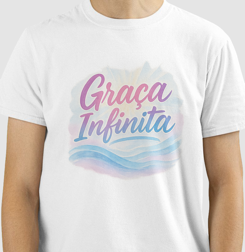 Camiseta Graça Infinita – Estilo Aquarela Cristã Feminina