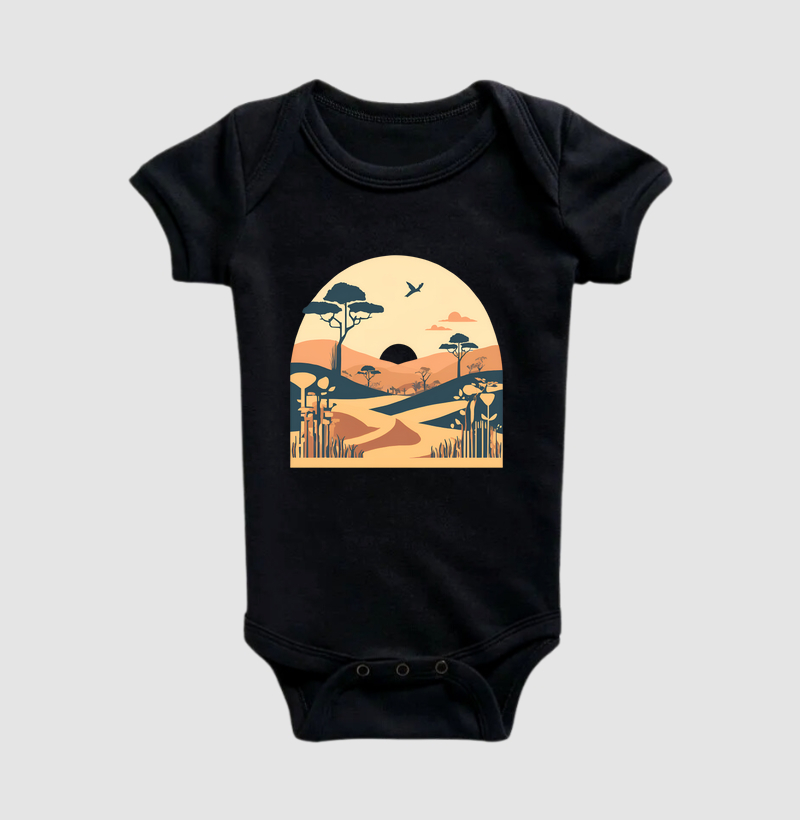 Body Infantil Animalis Por do Sol Africano 100% Algodão